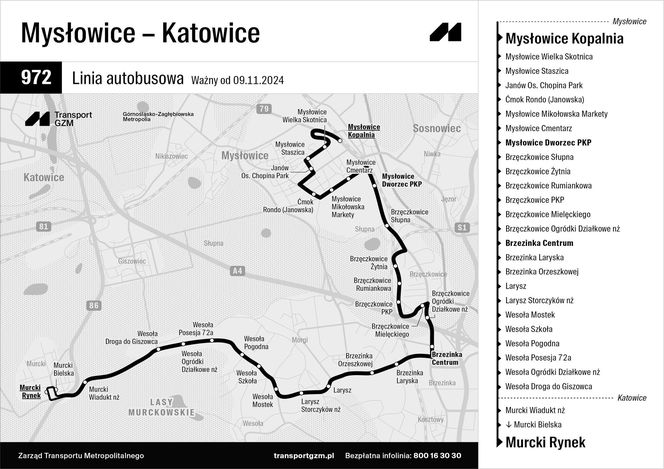 Nowa linia minibusowa w Mysłowicach. Trasa linii 972 