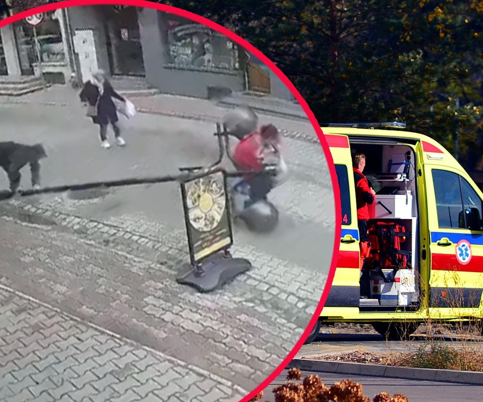 Mężczyzna oparł się o lampę uliczną. Ta runęła na kobietę