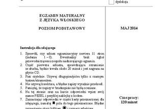 Matura 2014 Język Włoski poziom podstawowy