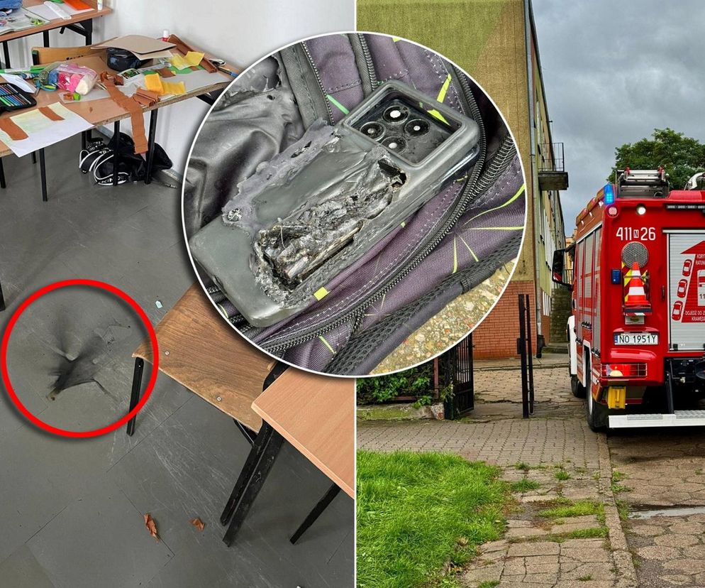 Wybuch w szkole! Telefon eksplodował w plecaku ucznia.