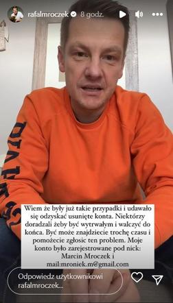 Marcin Mroczek (Piotrek z M jak miłość) na profilu brata Rafała na Instagramie