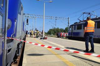 Pożar pociągu na dworcu w Lesznie