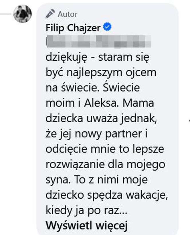 Filip Chajzer o kontaktach z synem