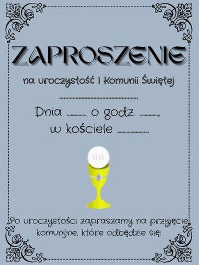 Zaproszenie na komunię 