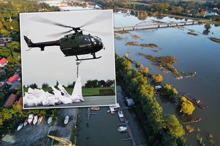 Powódź w Lubuskiem. Awaria przepompowni. Niekontrolowany wyciek. Wojskowe śmigłowce na ratunek