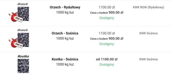 Cennik węgla PGG GRUDZIEŃ 2023
