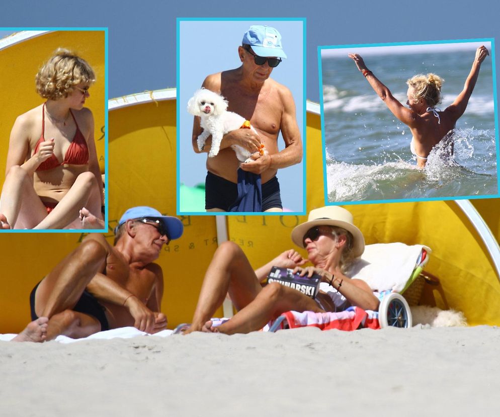 Jan Englert z żoną i ćorką w Juracie