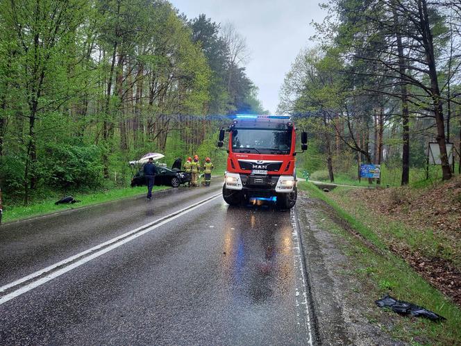 Wypadek na drodze nr 42 w Brodach. Zderzyły się dwa auta osobowe