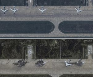 Zdjęcia satelitarne bombowców zniszczonych podczas operacji Pajęczyna.