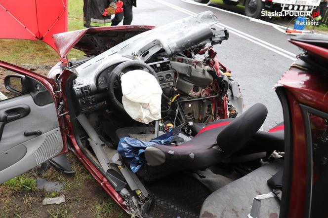 Osobówka uderzyła w drzewo, a potem w nadjeżdżającą ciężarówkę. 4 osoby trafiły do szpitala