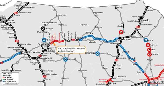Nowa droga ekspresowa na Warmii i Mazurach. Podpisano umowę na budowę S16 Olsztyn-Barczewo