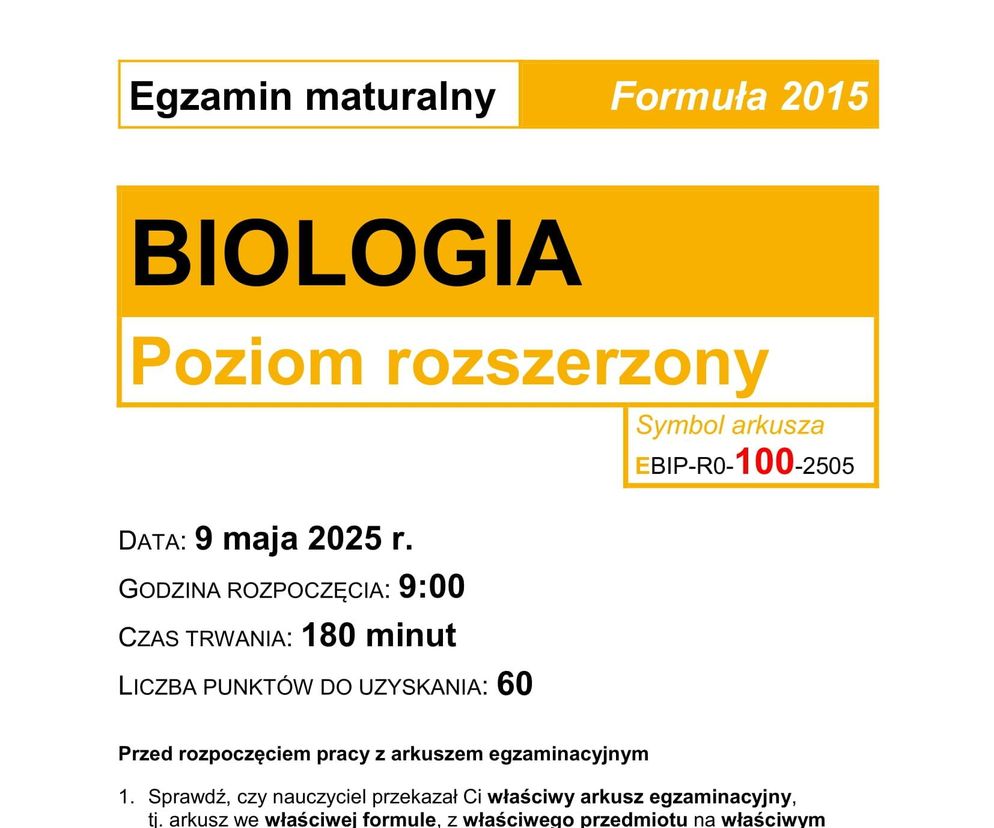 Matura 2025 - biologia