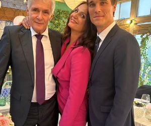 	M jak miłość nowy sezon. Aleksandra (Małgorzata Pieczyńska), Erwin (Andrzej Dopierała), Olek (Maurycy Popiel) na planie