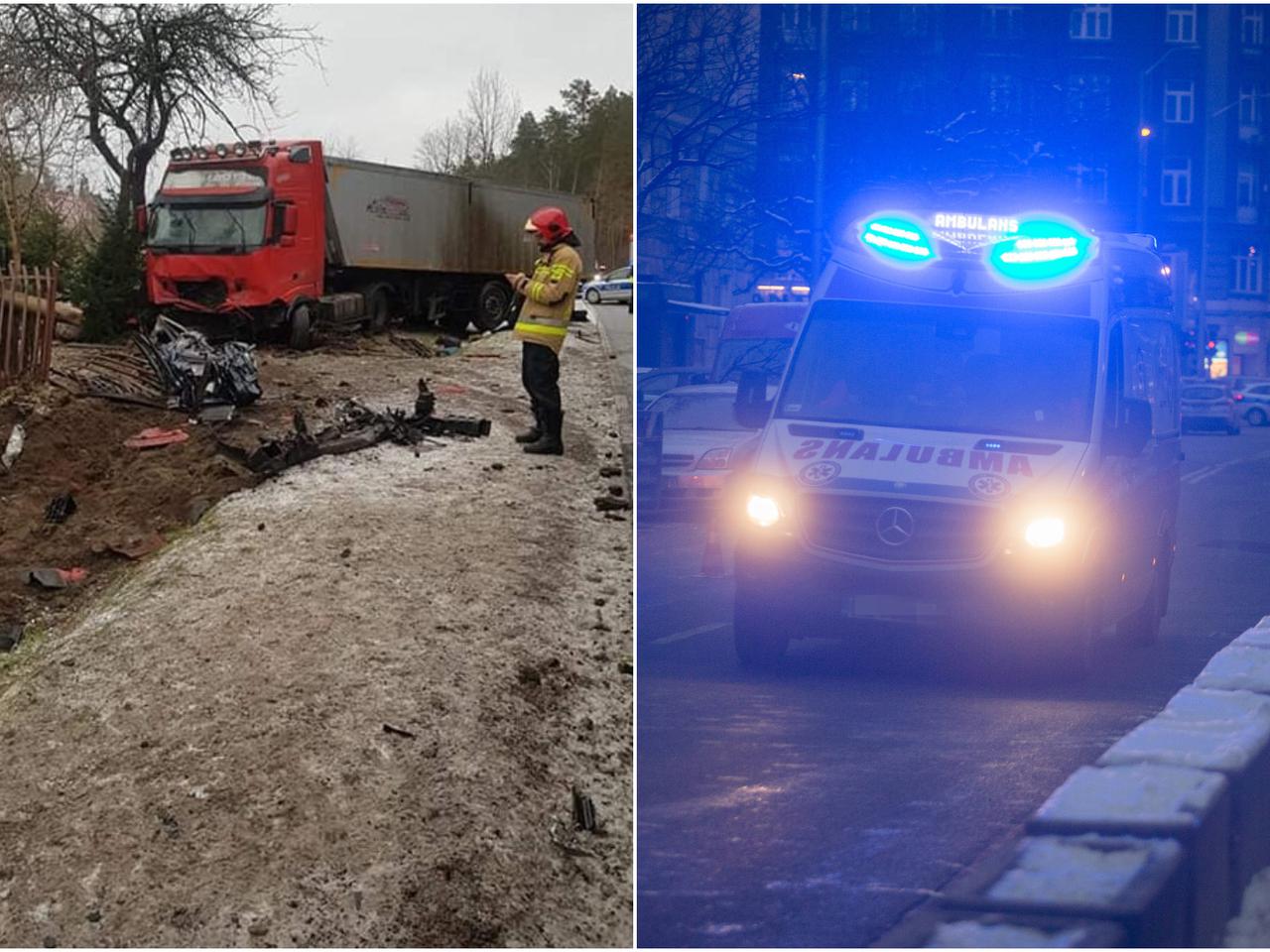 Sewerynów. Potworny wypadek! 50-latek zginął w zderzeniu dwóch osobówek i tirów. Są też ranni