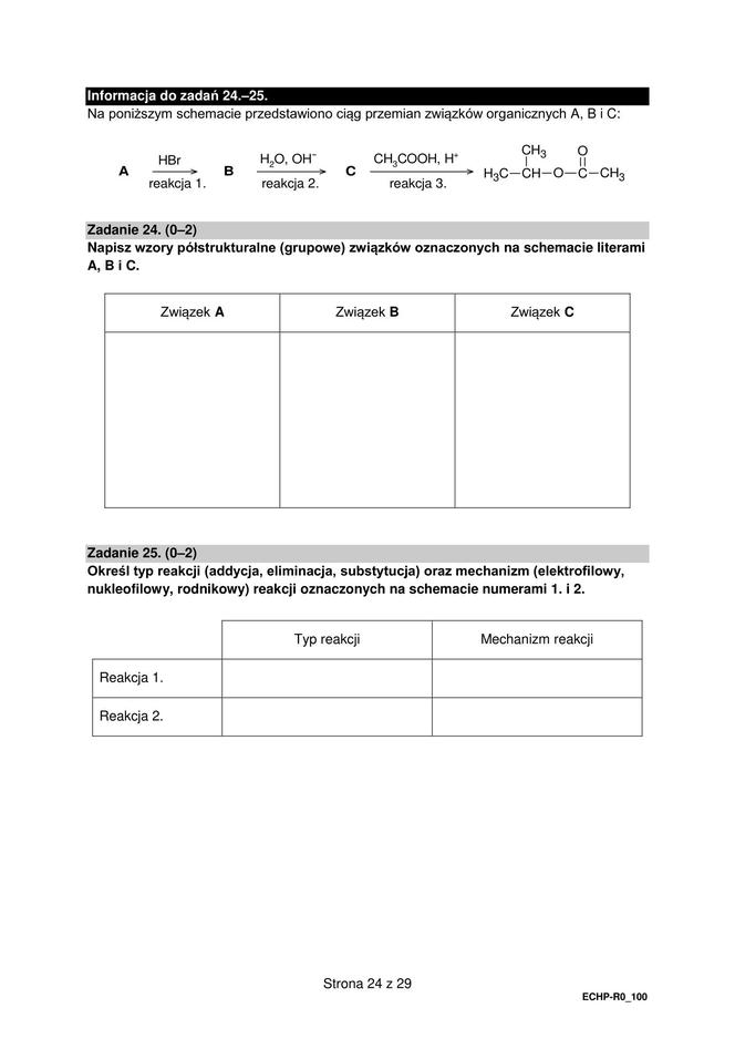 Matura 2024: chemia rozszerzona – ARKUSZ FORMUŁA 2015