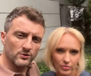 M jak miłość nowy sezon. Bartek (Arkadiusz Smoleński), Dorota (Iwona Rejzner) na planie