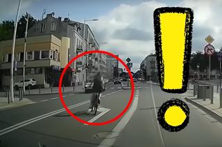 Szokujące nagranie z Warszawy - pijana rowerzystka wjeżdża pod auto przy pl. Szembeka