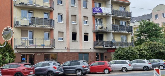 Budynek przy ul. Lubickiej po pożarze