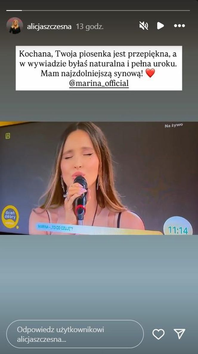Alicja Szczęsna komentuje występ Mariny Łuczenko-Szczęsnej