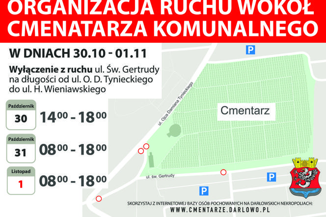 Zmiany w organizacji ruchu przy cmentarzu w Darłowie