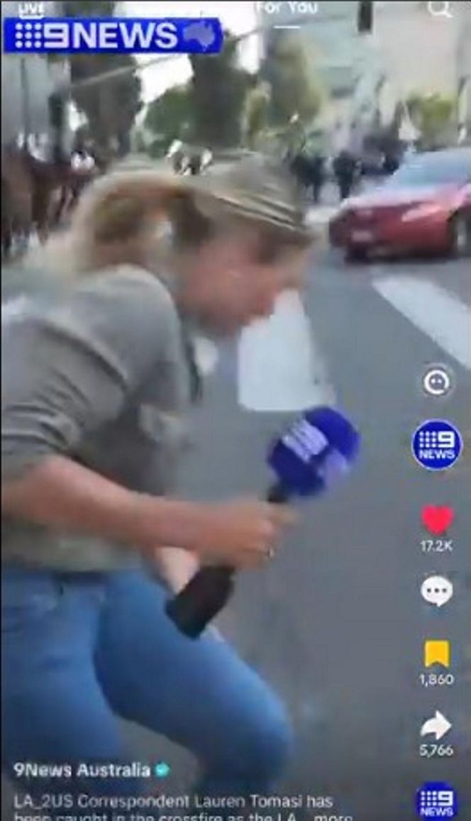 Dziennikarka postrzelona w czasie relacji na żywo! Tak Trump bawi się w wojnę w Los Angeles
