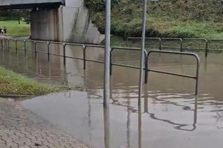 Zalane ulice w Grybowie w Małopolsce