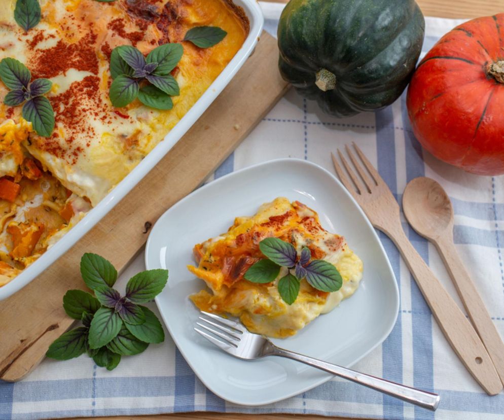 Najlepsza lasagne na jesień. Dynia, gorgonzola i chrupiące orzechy