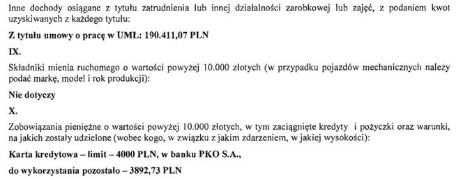 17 Oświadczenie majątkowe wiceprezydenta Wojciecha Rosickiego