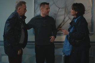 M jak miłość odc. 1876. Paweł (Rafał Mroczek), Marysia (Małgorzata Pieńkowska), Artur Rogowski (Robert Moskwa)