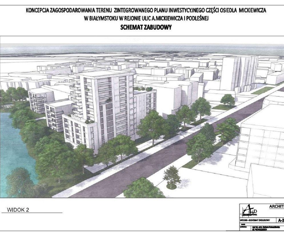 Planowany 38-metrowy blok na osiedlu Mickiewicza w Białymstoku