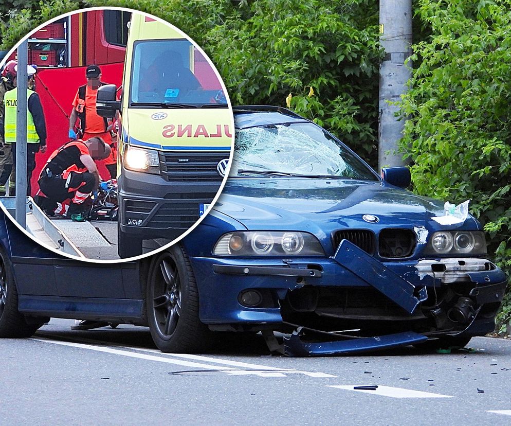 Pruszków. Przed szpitalem wpadł hulajnogą pod BMW. 21-latek w stanie krytycznym