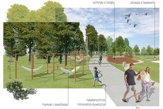 Wizualizacja kąpieliska w Parku Centralnym nad Brdą w Bydgoszczy