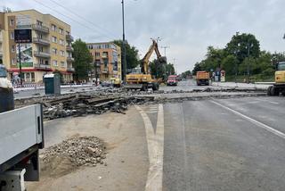 Prace remontowe w rejonie placu NOT w Toruniu. Zdjęcia z centrum miasta
