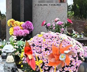Aniołki i misie strzegą grobu 6-letniej Sandry, obok rozkwita kwiat róży