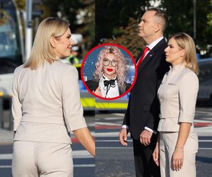 Ewa Minge o kreacji Marty Nawrockiej: Dała sobie przestrzeń do kobiecości!. Zwróciła uwagę na odważne wycięcia w spodniach!