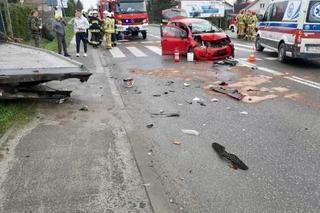 Poważny wypadek pod Brzozowem. Przez nieuwagę posłał kobietę do szpitala