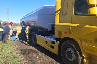 Na DK 50 nieszczelna cysterna przewoziła benzynę z Litwy na Ukrainę