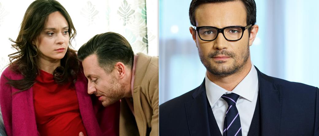 Barwy szczęścia, odcinek 1833. Natalia (Maria Dejmek), Maciek Wilk (Adam Szczyszczaj), Oliwier (Mikołaj Krawczyk)