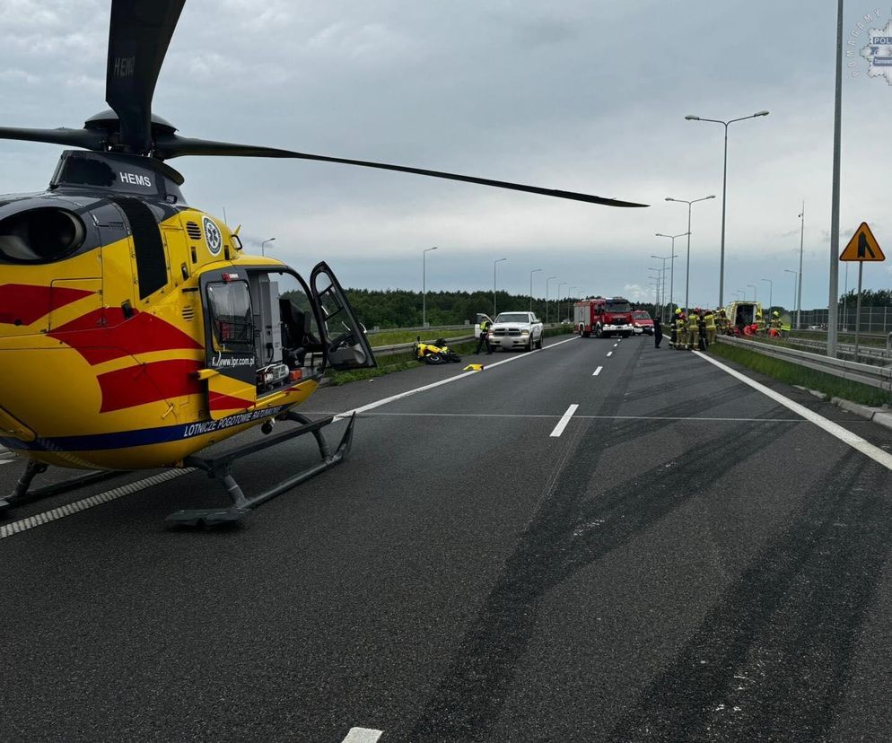 Groźny wypadek na drodze ekspresowej S1. Lądował śmigłowiec LPR