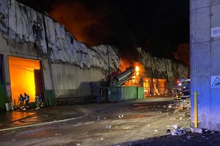 Pożar sortowni odpadów w Elblągu