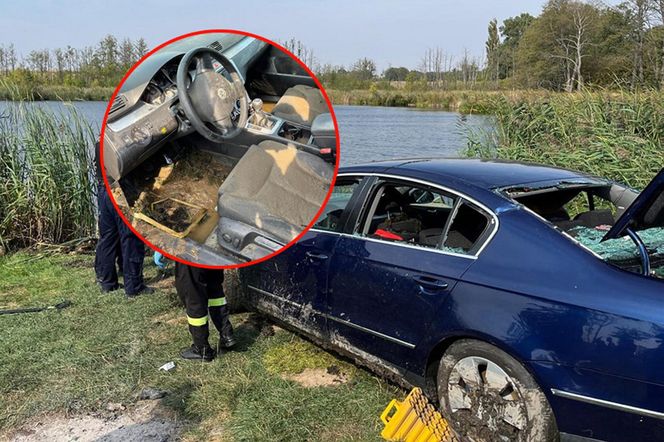 Śmiertelny wypadek pod Gnieznem. 42-latek wjechał autem do jeziora Kocim