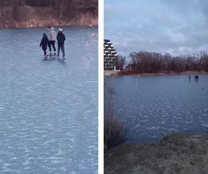 Wybrali się na spacer po lodzie! Niebezpieczne zachowanie w Rzeszowie