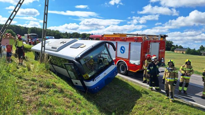 Powiat kraśnicki. Autobus wpadł do rowu