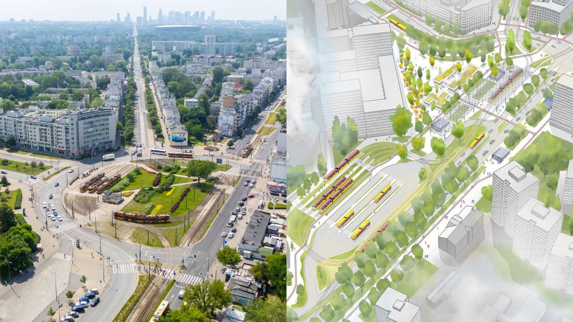 Rondo Wiatraczna w Warszawie przed budową metra M3 i po