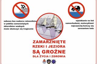 Policjanci ostrzegają przed wchodzeniem na zamarznięte akweny