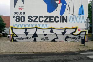 Zniszczony mural na szczecińskich Pomorzanach