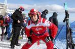 Prezydent Andrzej Duda podczas 10. edycji charytatywnych zawodów 12H Slalom Maraton Zakopane 2024 na Kasprowym Wierchu
