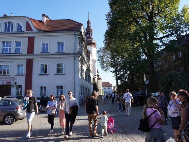 tłumy spokojnie spacerujących spacerowiczów w Pszczynie ZDJĘCIA