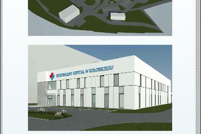Projekt i wizualizacja szpitala w Kołobrzegu po przebudowie.