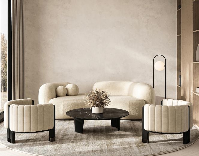 Salon w stylu japandi 